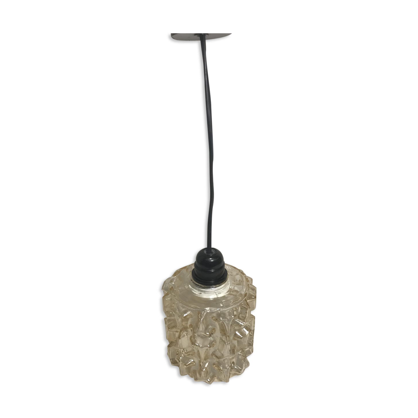 Vintage 70s molded glass pendant