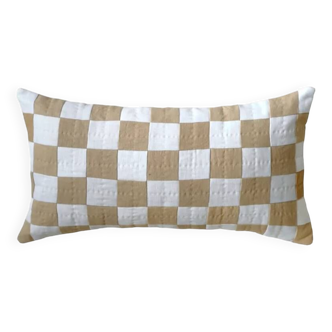 Beige checkered cushion