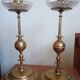 Pair of brass and glass candlesticks - centerpiece -