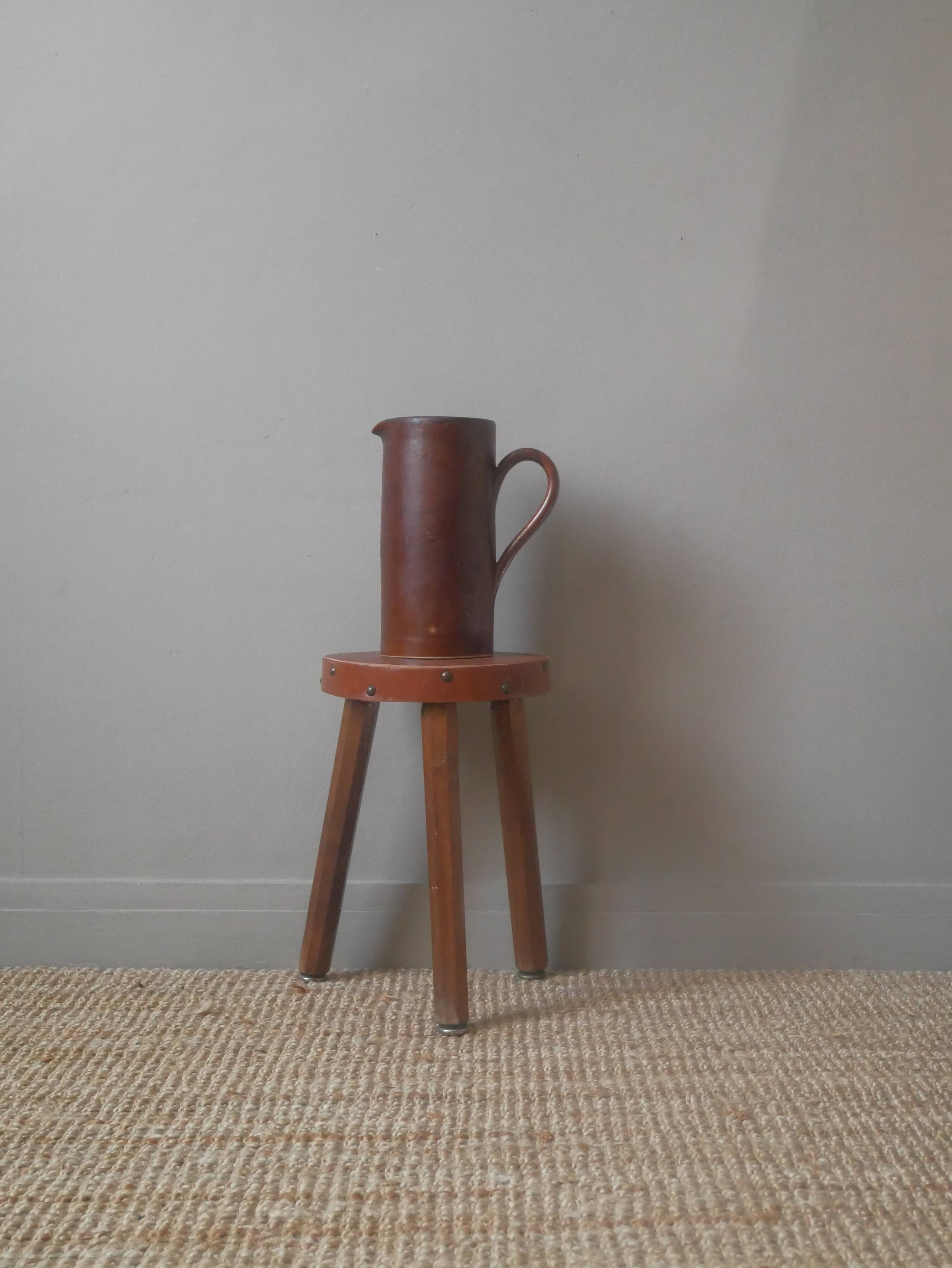 Ceramic pitcher vase with handle Scandinavian country decoration handcrafted vintage sandstone