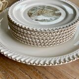 6 dessert plates and cake dish Harkerware USA