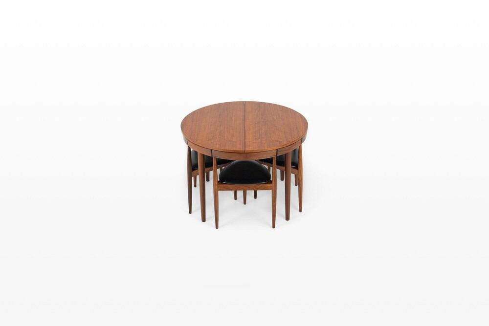 Roundette dining set by Hans Olsen for Frem Rojle, Table + 6 chairs, 1950s