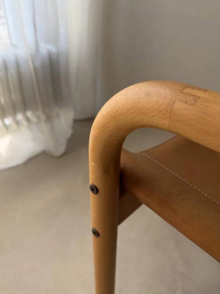 Danish safari armchair beech wood leather 1970s