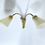 Large Vintage Glass Brass Wall Lamp