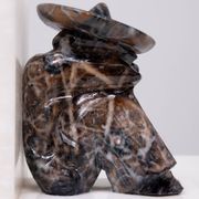 Vintage Onyx and White Marble Bookends, Sombrero Design, Mexico, 1970s