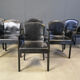 Black leather Italian dining chairs, 1980s - set of 6