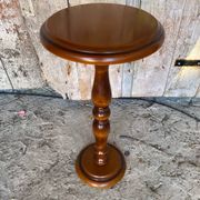 Sellette Guéridon Ancien Bois Tourné + Piétement Pierre Porte Pot Vint