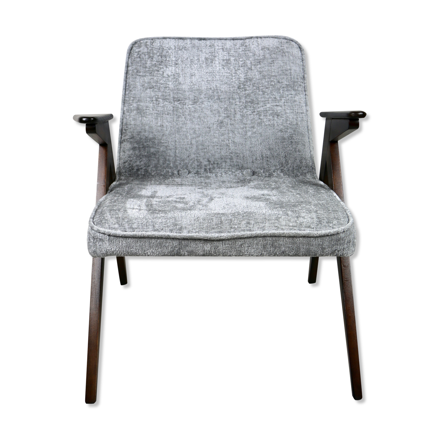 Grey Silver Bunny Armchair by Józef Chierowski, 1970s