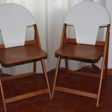 Designer folding chairs in wood and fabric