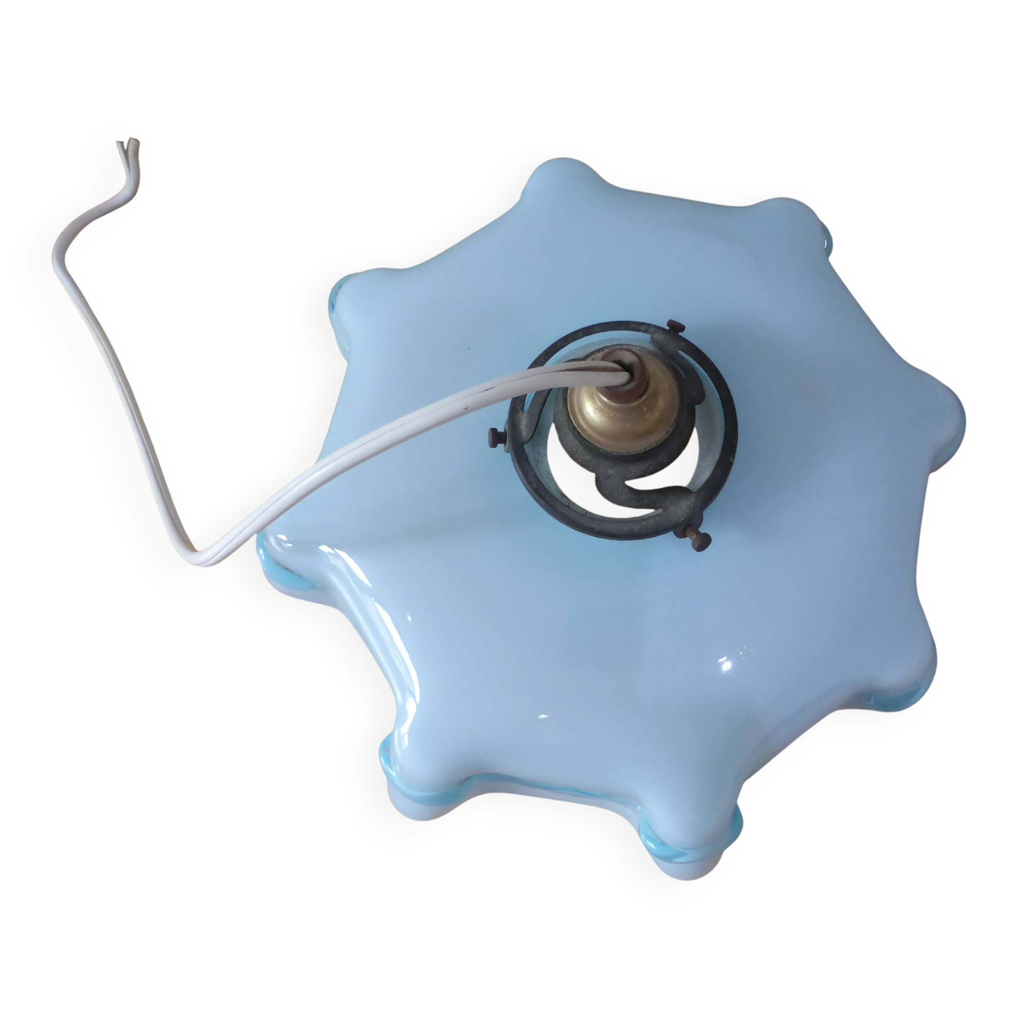 Vintage lampshade in blue opaline glass from Czechoslovakia 240533