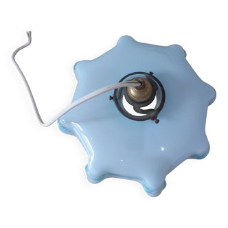 abat-jour vintage en verre bleu opalin de Tchécoslovaquie 240533