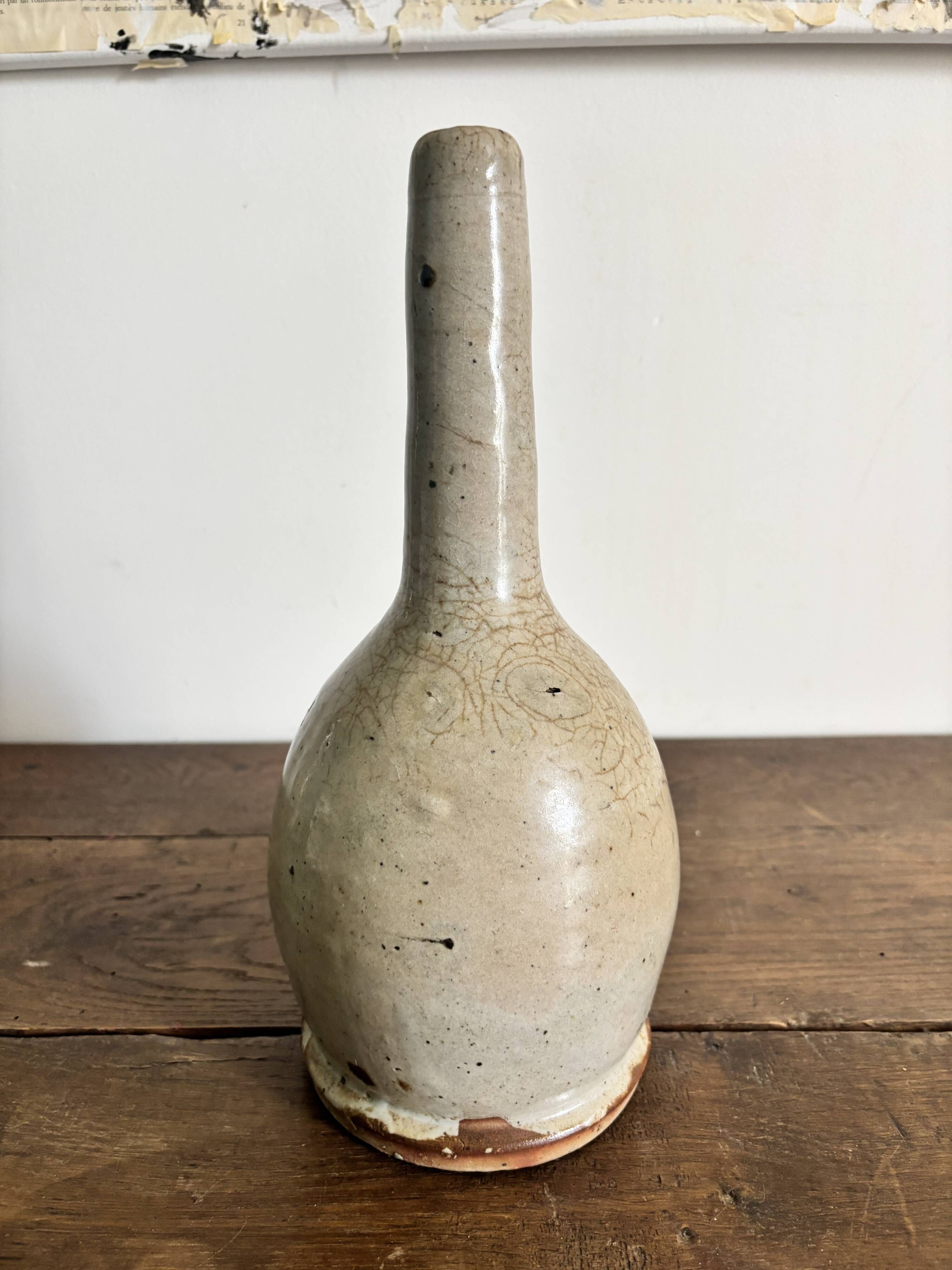 Grand vase soliflore en grès vintage