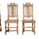 Set of 4 natural wood chairs, Henri II style