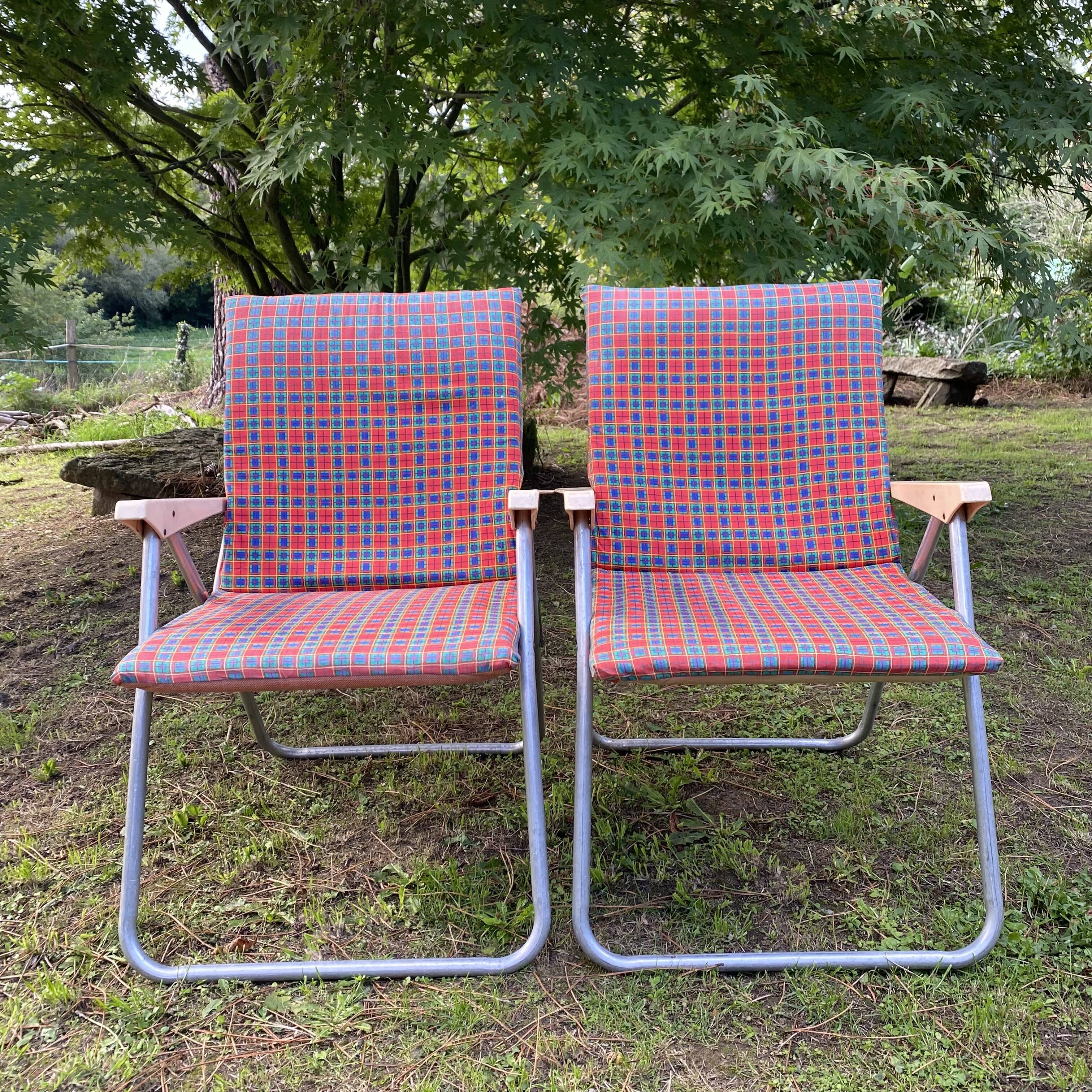 Pair of vintage Kettler Germany folding garden armchairs