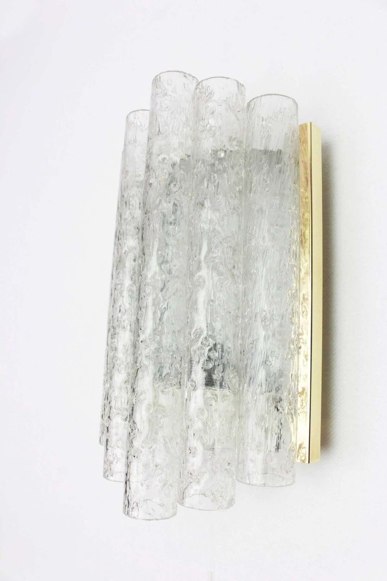 Pair of brass or ice glass wall sconces from Doria Germany 1960s
