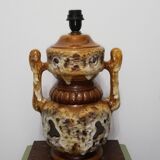 Pied de lampe vintage double éclairage en grès et céramique