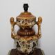 Pied de lampe vintage double éclairage en grès et céramique