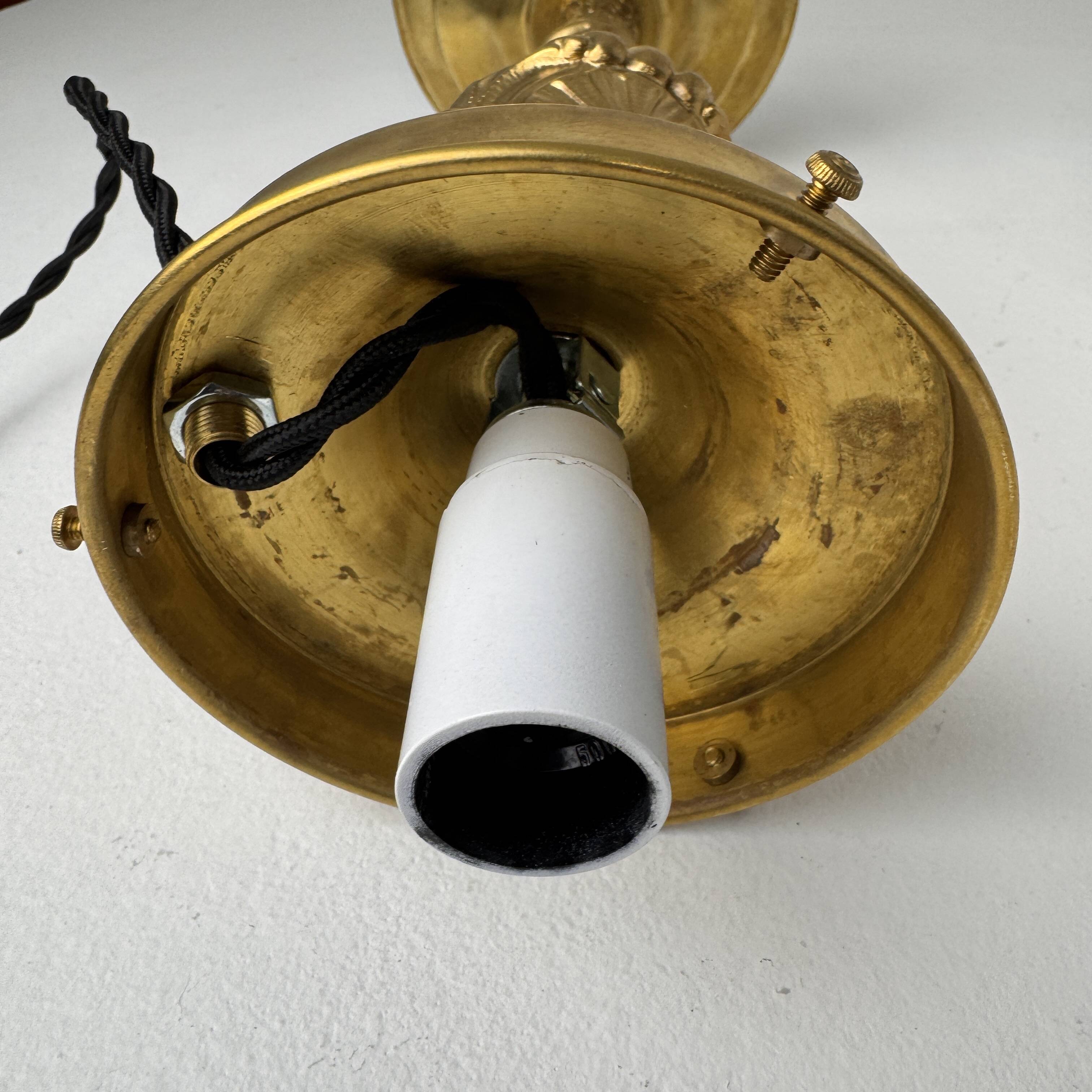 Vintage brass and opaline table lamp