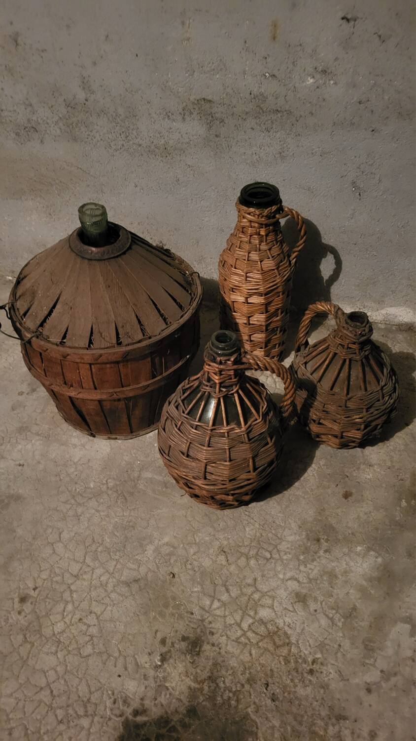 Set of 4 old demijohn carboys