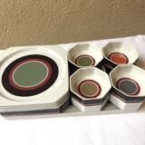 Serving dessert 12 pieces porcelain & Villeroy Boch Avant-garde design modernist vintage 70