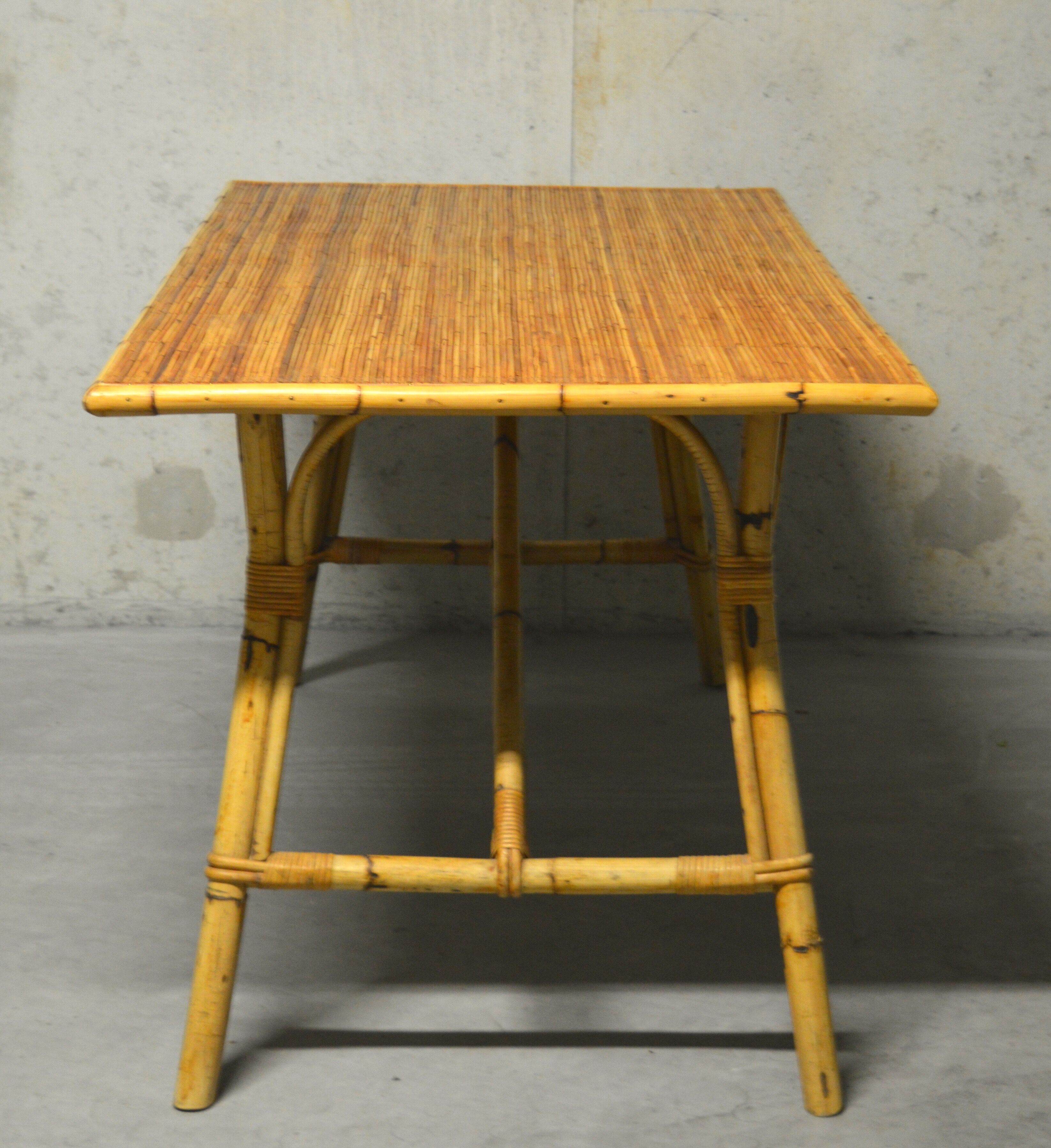 rattan and bamboo table and chair