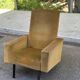 Mid-Century mustard velvet armchair from the 60s with black metal legs.