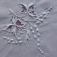 Old white linen table embroidered with flowers and lace-festooned-165x175cm