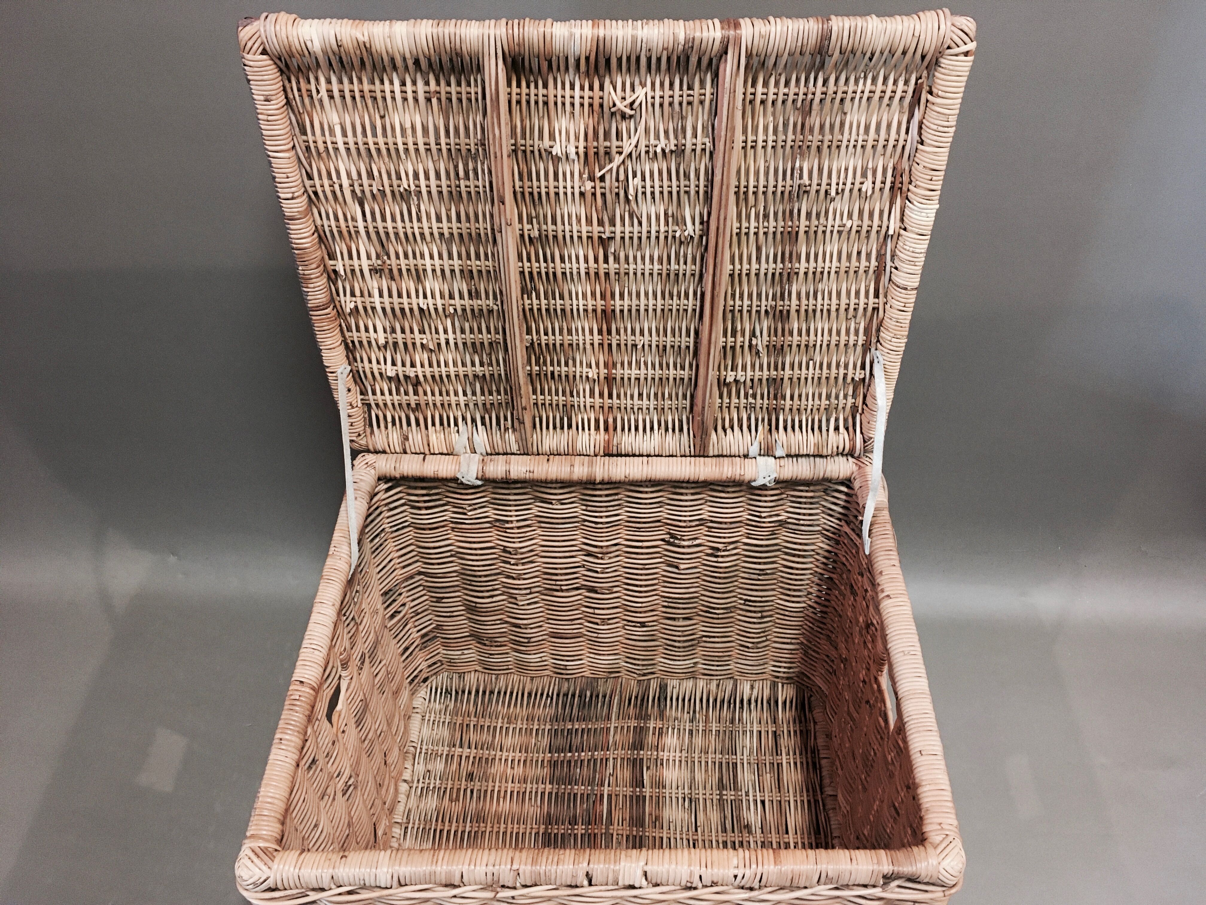 organic rattan and leather trunk