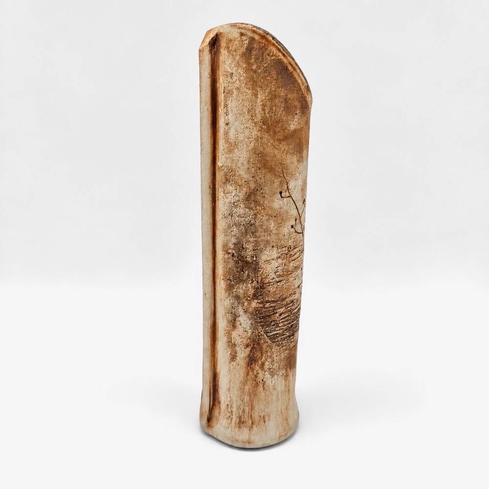 Asymmetrical soliflore in stoneware by Derek Rowe Underground Pottery Australia.