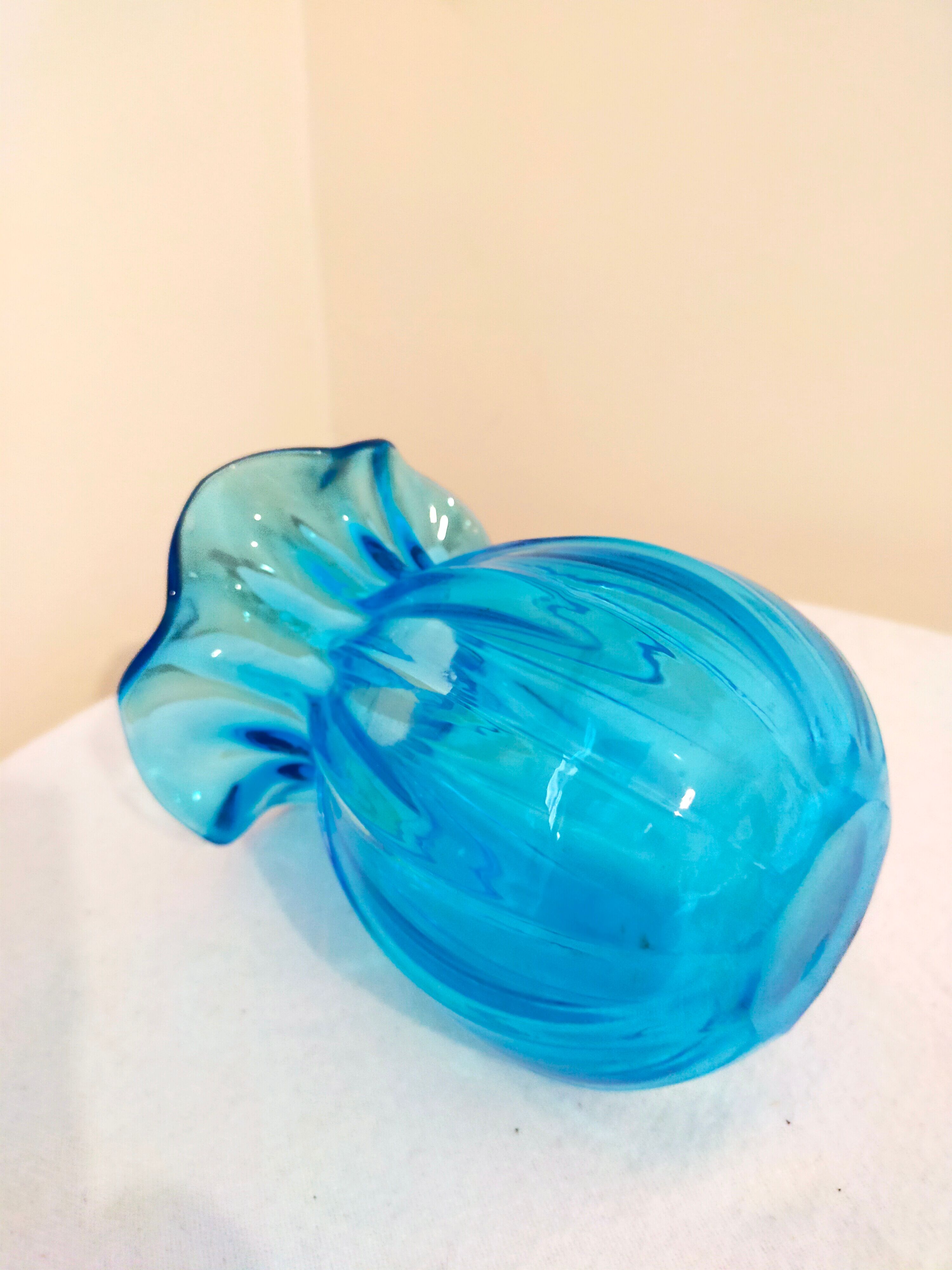Blue breathless glass vase