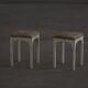 A pair of antique Danish stools, seats in lambswool, late 19th century.