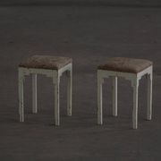 A pair of antique Danish stools, seats in lambswool, late 19th century.