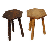 solid pine tripod stools, 2