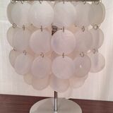 Aluminum table lamp and vintage mother-of-pearl tablets