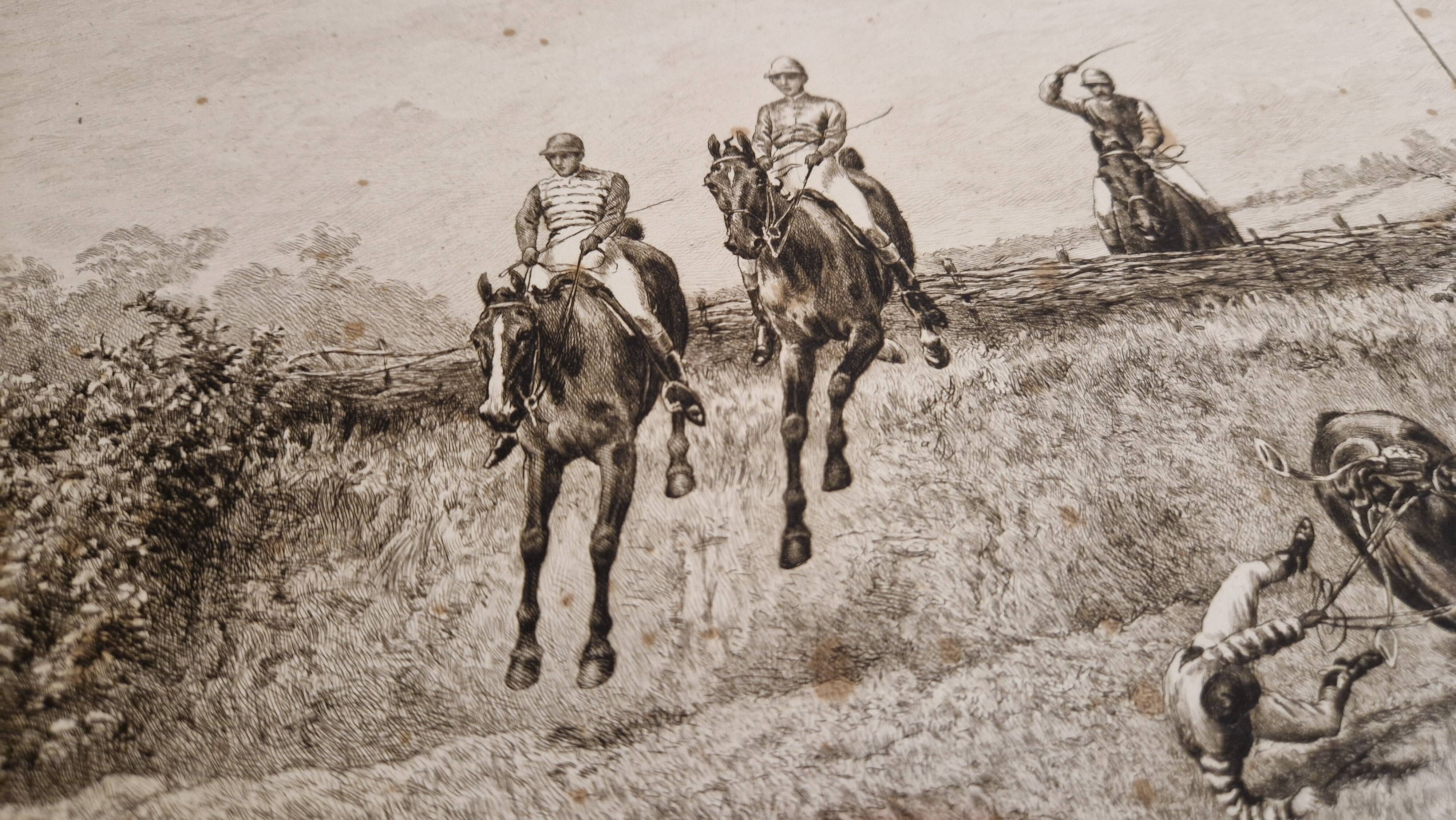 1890 Engraving Frank Paton, The Favorite's Bottom, Horse Racing