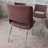 Set of 4 designer chairs from the 60s, chrome and fabrics