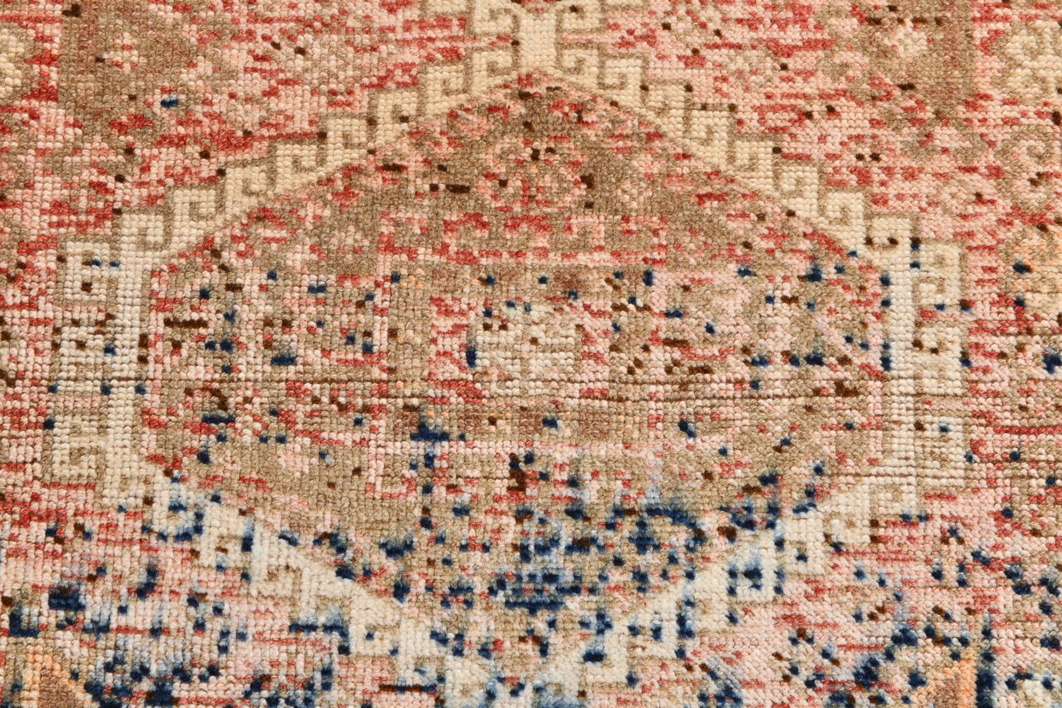 4x8 Brown Cream Geometric Vintage Rug, 112x241Cm