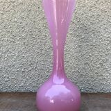 Vase opaline rose col corolle années 70 vintage