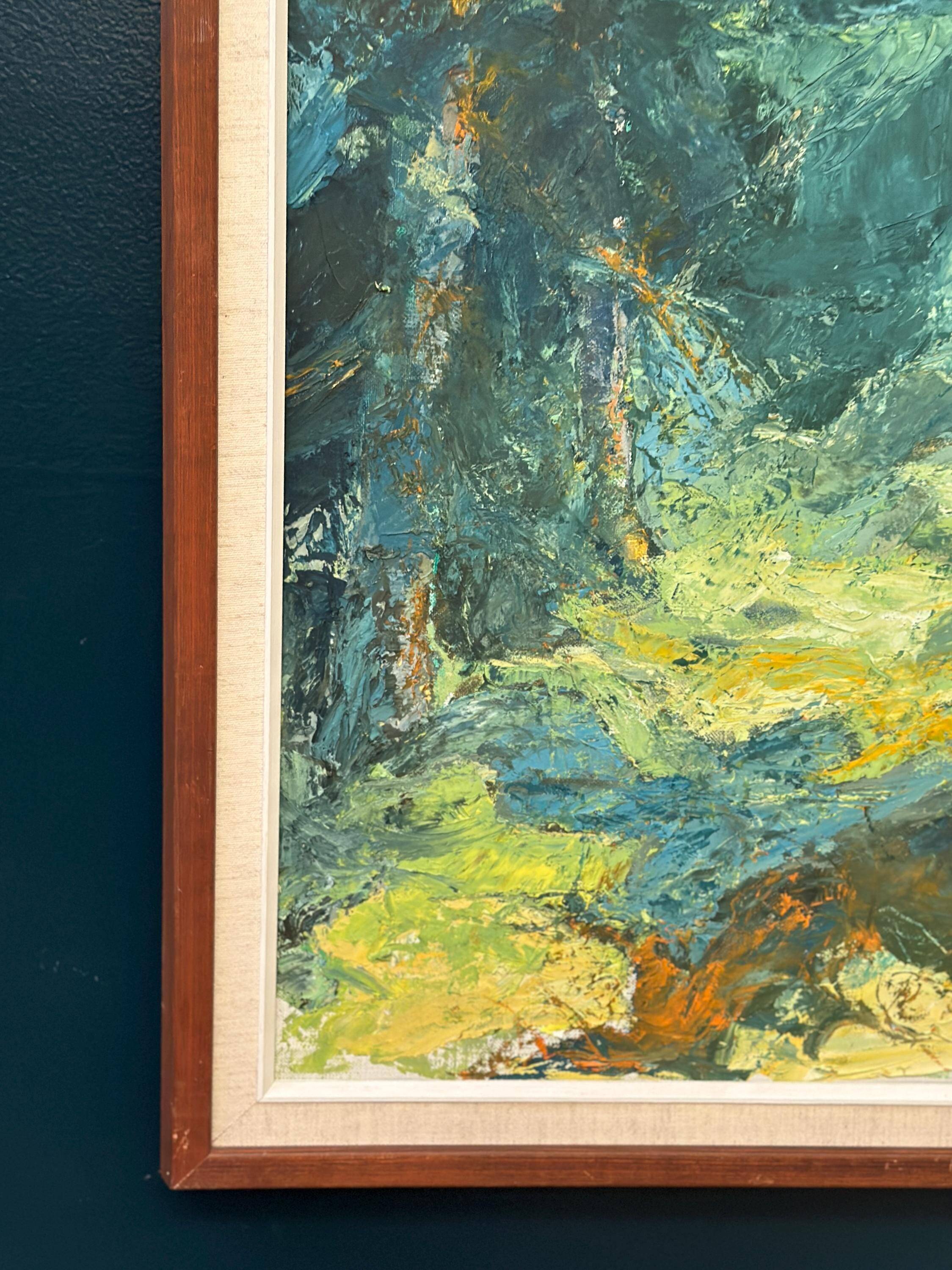 Original Mid Century Swedish Oil on Canva"Forest Brows" by Inga Öfjäll