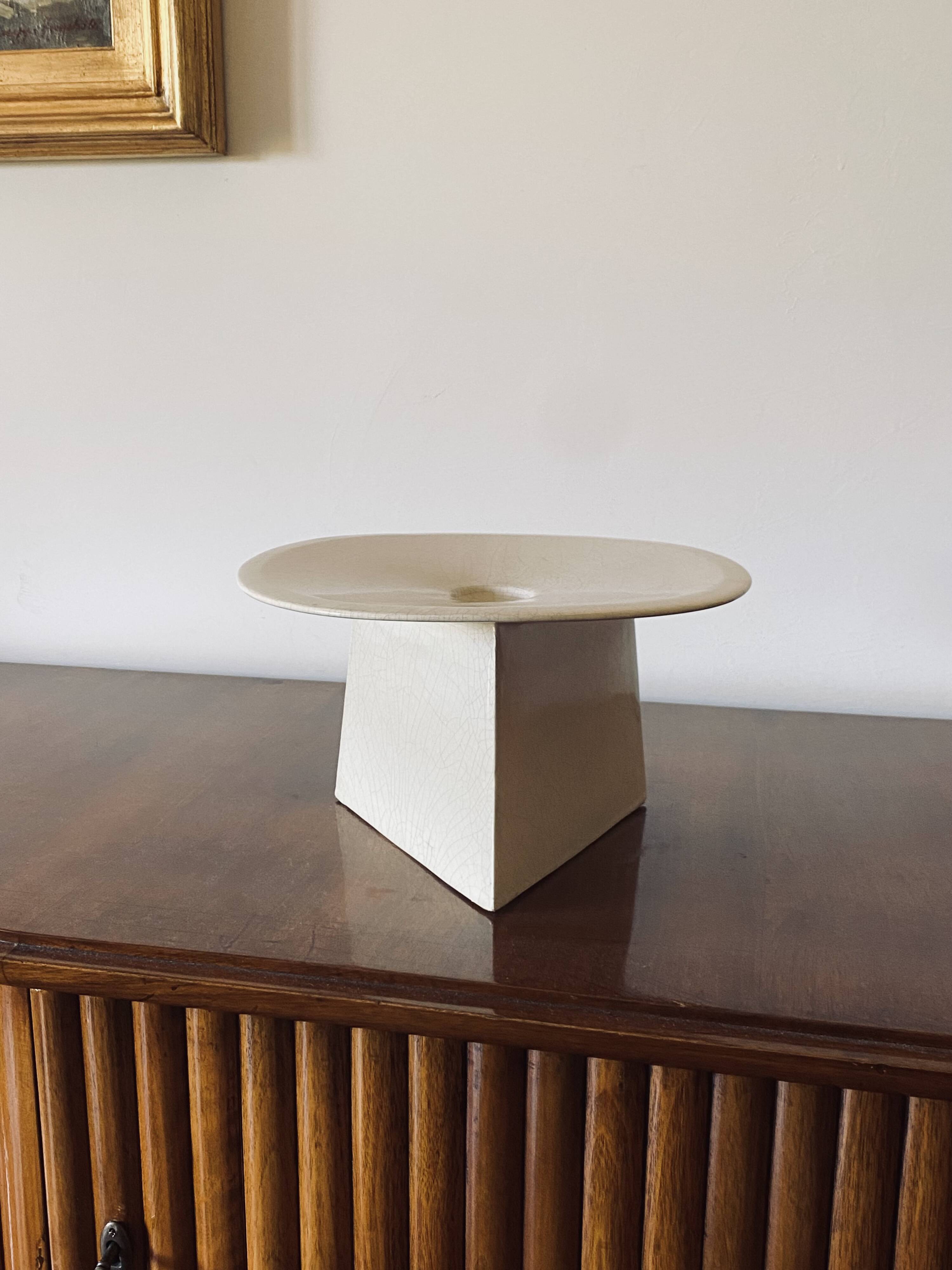 White craquele ceramic vide poche, leDuc France 1970s