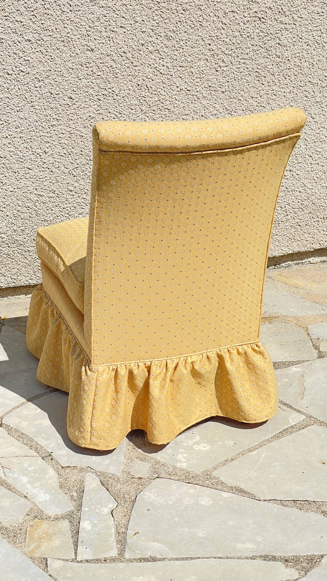 Vintage upholstered fabric toad armchair