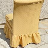 Vintage upholstered fabric toad armchair