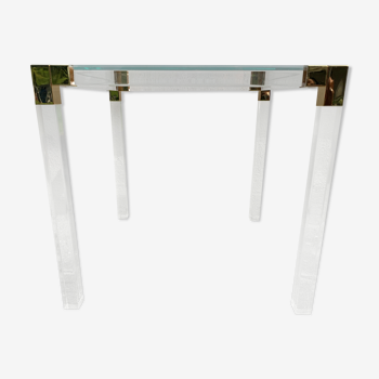 Sofa tip or transparent plexiglass, glass and brass 1970