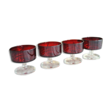 Set of 4 Ruby Luminarc Cavalier champagne cups