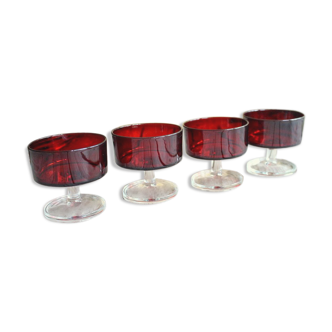 Set of 4 Ruby Luminarc Cavalier champagne cups