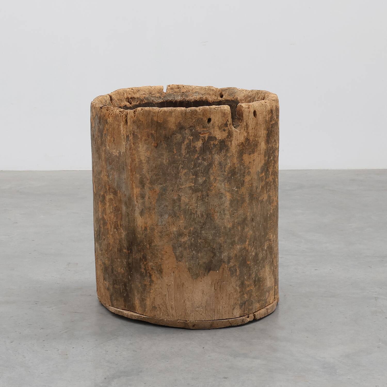 19th Century French Primitive Hollowed Oak Tree Trunk Planter