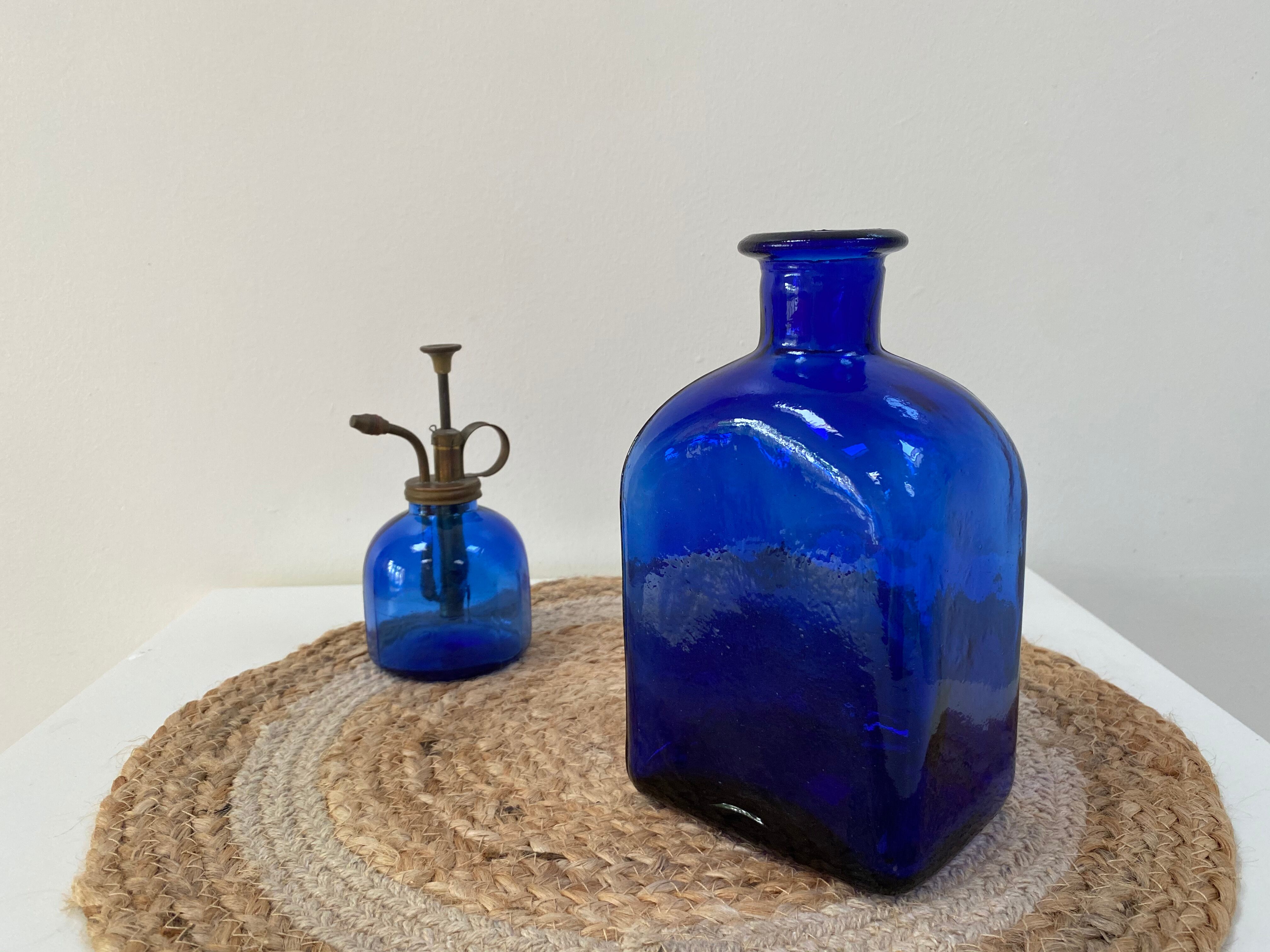 Cobalt blue glass vase bottle