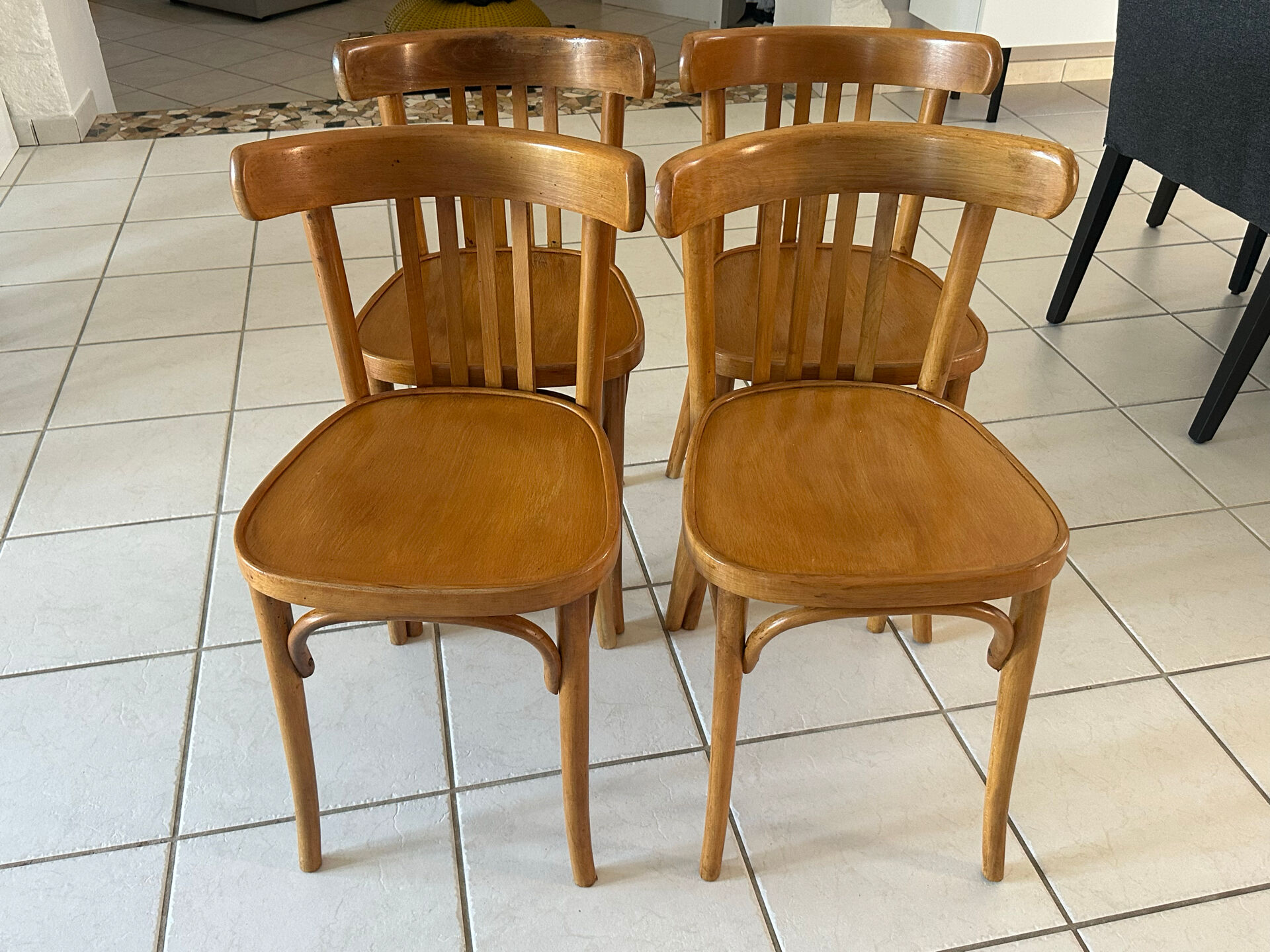 Set of 4 vintage bistro chairs from the 1960s.