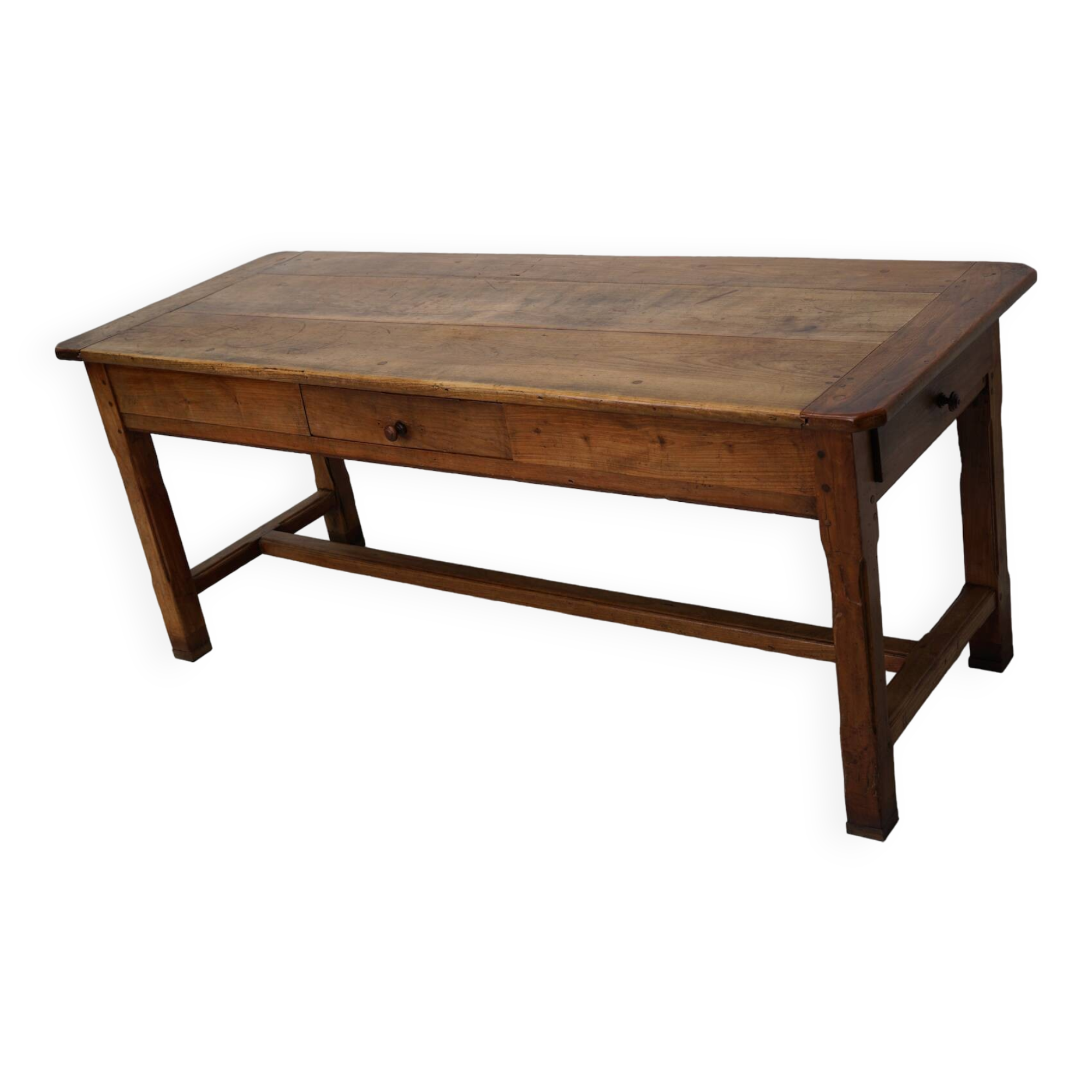 Antique elm 19th century french rustic farmhouse dining table
