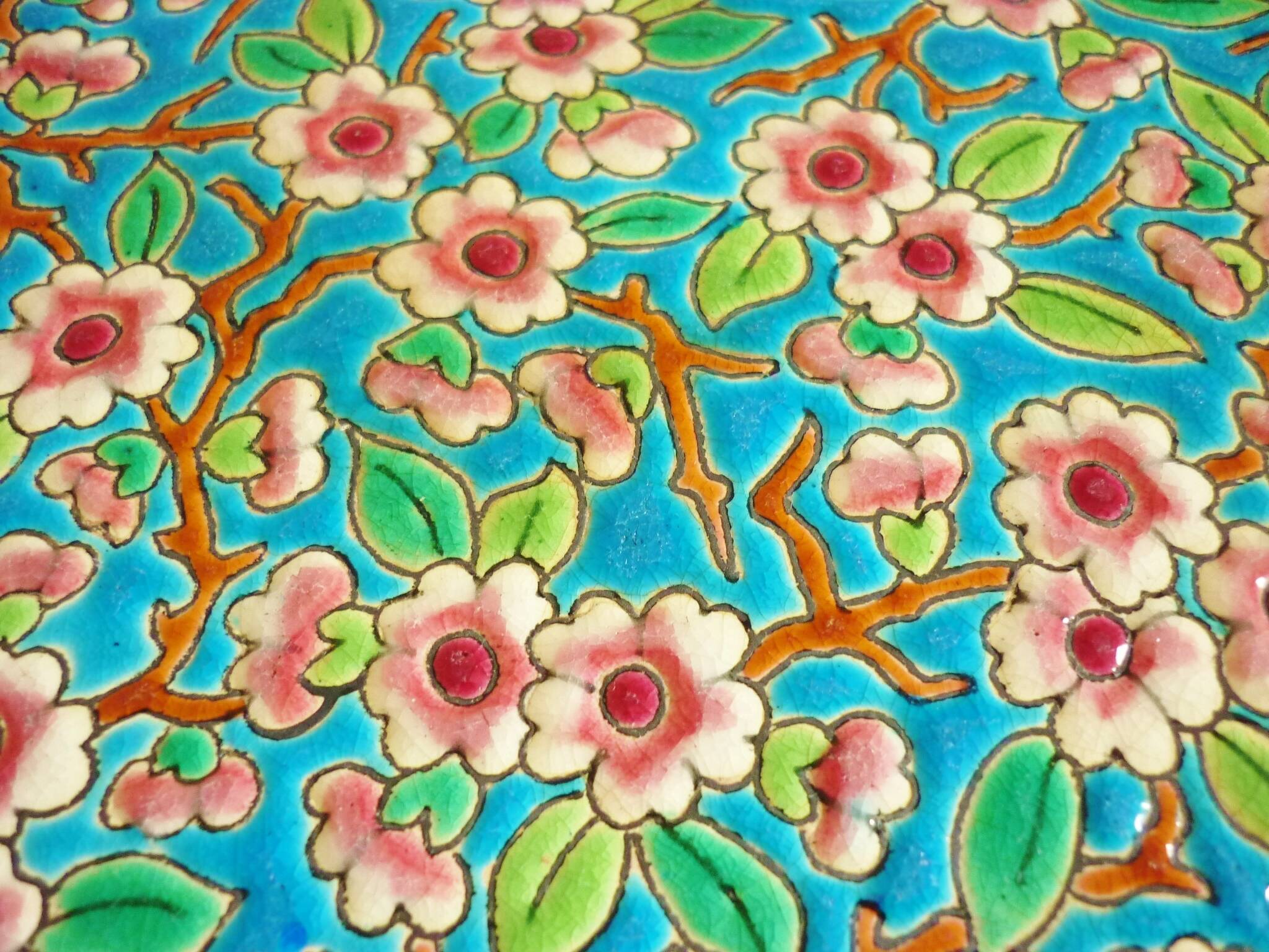 Glazed ceramic trivet, Longwy enamels, art deco